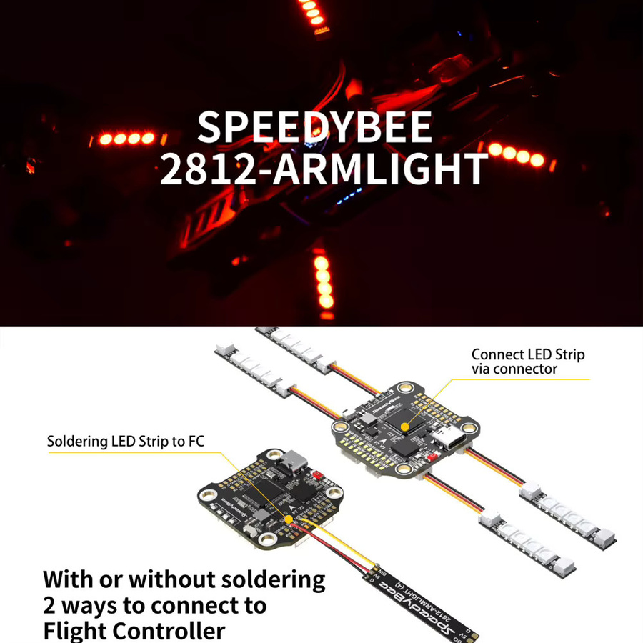 SpeedyBee 2812-Arm-LED-Licht, RGB, 4-teiliges Set, Bunt / Mehrfarbig - Bild 2