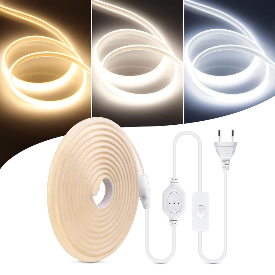 Gyarfas COB LED Streifen Licht aus reinem Silikon Gel, wasserdicht, weiß, 288 LEDs/m, für Garten und Außenbereich - Bild 5