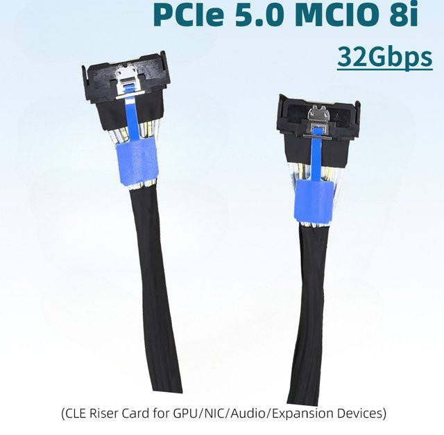 ADT-Link PCIe 5.0 MCIO auf MCIO Hochgeschwindigkeits-Datenübertragungskabel 8i X8 Stecker auf Stecker Verbindungskabel für Server NVMe in Schwarz - Bild 1