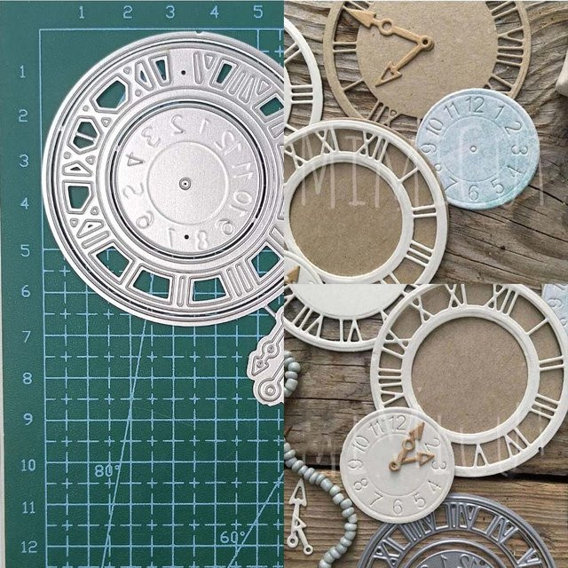 Metall Stanzform Uhr im Kreis Rahmen in Silber für DIY Scrapbooking und Papierprägung - Bild 1