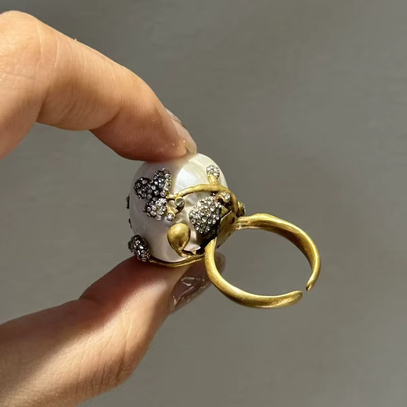 LOVE GREEN LIVE GREEN Ringe, Messing, Gold, Perle, Kristall, Damen - Bild 3