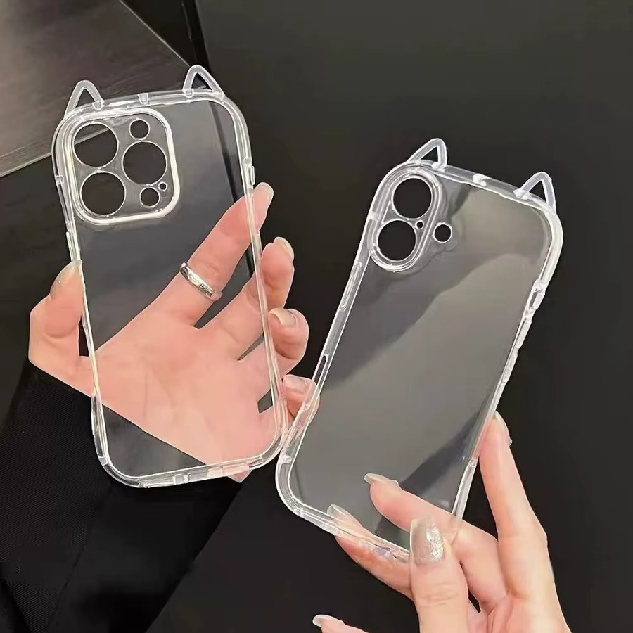 FUCHU Transparente Handyhülle mit Katzenohren für iPhone Modelle, Stoßfeste Bumper-Schutzhülle in Transparent - Bild 2