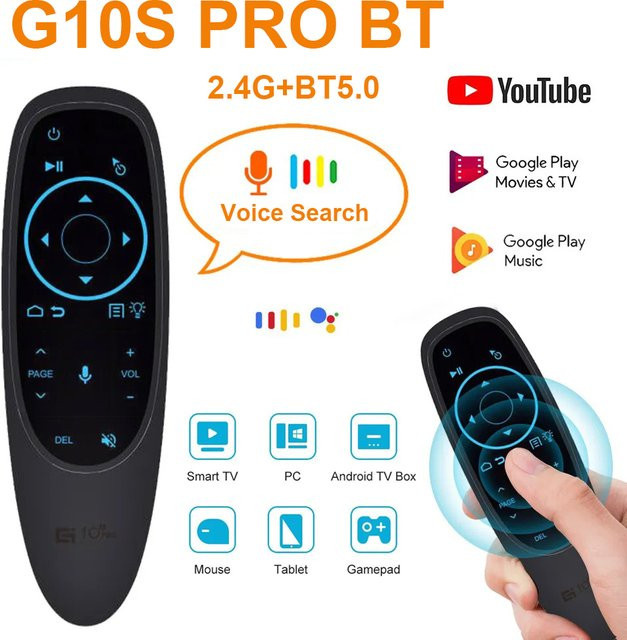 Kebidumei G10S Pro BT Wireless Air Mouse mit Bluetooth 5.0, 2,4 G und IR-Lernen in Schwarz für Android TV Box H96 X96 MAX - Bild 1