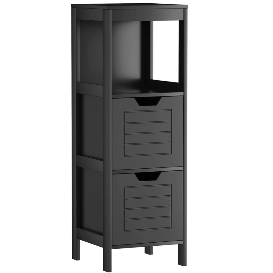 Costway Badezimmerschrank in Schwarz mit 2 Schubladen, modern und freistehend, B/T/H: 30 x 30 x 89 cm - Bild 2