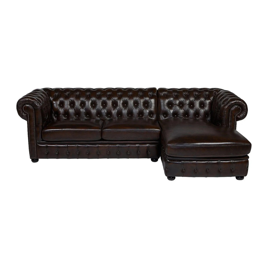 Vente-unique Chesterfield Ecksofa Brenton in Schokobraun aus Leder ohne Schlaffunktion - Bild 2