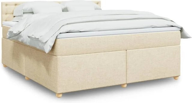 vidaXL Boxspringbett mit Matratze in Creme und Beige, Hybrid-Konstruktion mit Taschenfederkern, inklusive USB-Ladeport und Unterbettbeleuchtung, B/T/H: 180 x 200 x 100,5 cm - Bild 1