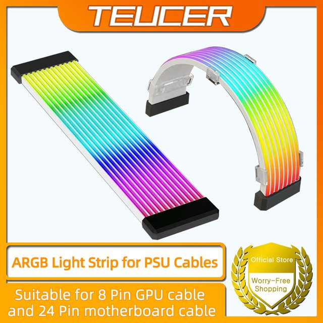 TEUCER RGB LED Lichtstreifen für PC Netzteil ATX 24PIN und Grafikkarte in Weiss und Multicolour - Bild 1