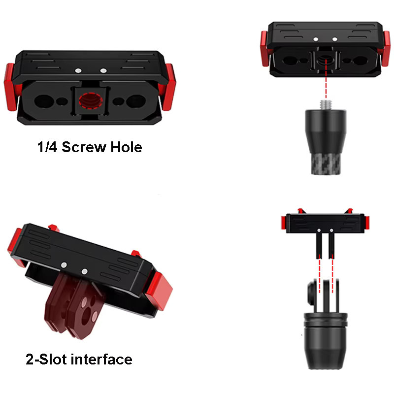 FEICHAO Magnetischer Schnellwechseladapter mit 1/4 Zoll Anschluss und Anti-Reverse Funktion für Insta360 X4 und GoPro Insta 360 Ace Pro2 Actionkameras, Schwarz - Bild 3
