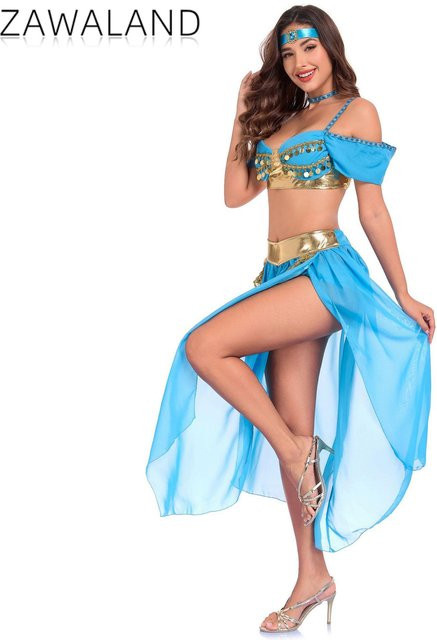 Zawaland Aladdin Jasmin Prinzessin Kostüm, Kleid, Blau, Unisex - Bild 1