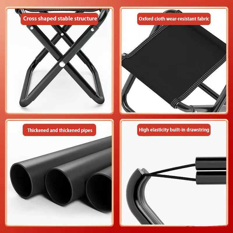 Binchi Outdoor Campingstuhl aus Metall, faltbarer und ultraleichter Klappstuhl in Schwarz - Bild 2