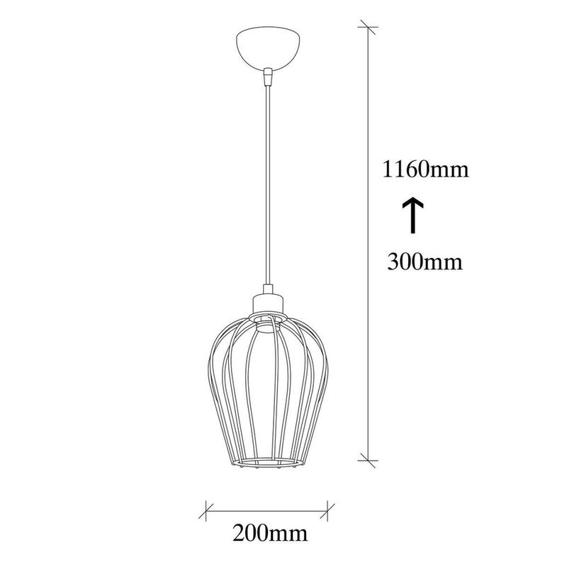 Opviq Pendelleuchte Tel in Schwarz aus Eisen mit E27 Fassung, Höhe: 116 cm, Breite: 20 cm, Tiefe: 20 cm - Bild 3