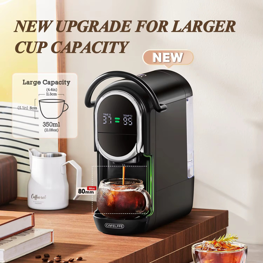 CAFELFFE MK-609S Upgrade 6-in-1 Kapsel-Kaffeemaschine in Schwarz mit 7-stufiger Kaffeevolumen- und Temperatureinstellung sowie automatischer Druckentlastung für Nespresso Original, Dolce Gusto, K-Cup Kapseln, ESE 44mm Pods und Teeblätter - Bild 6