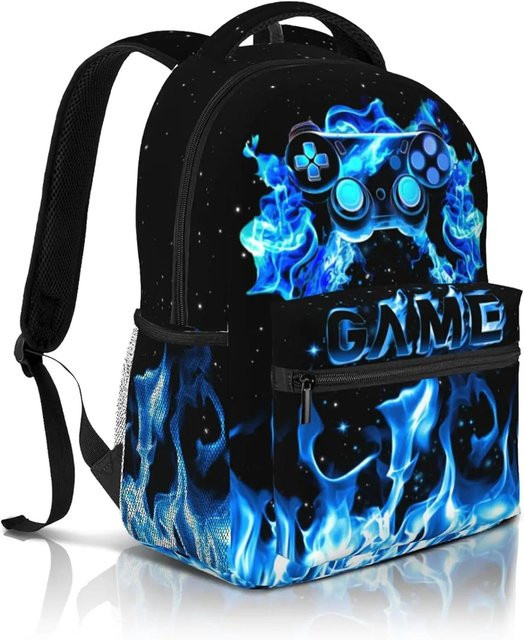 ZXDingZhi Abstraktes Gaming Rucksack für Laptop und Spiele in Blau, Wasserabweisender Tagesrucksack für Reise, Wanderung und Camping - Bild 1
