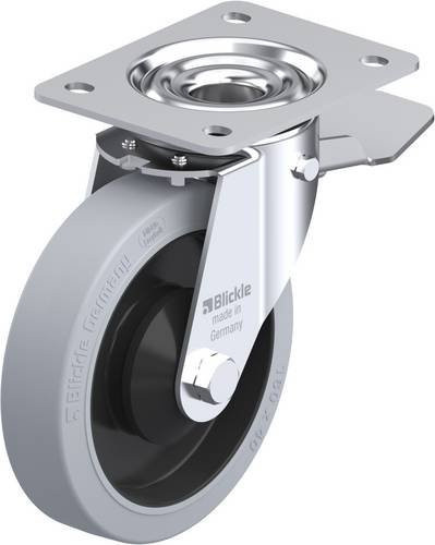 Blickle Lenkrolle mit Feststeller 850150 LE-POEV 161KA-ST-SG, Rad-Durchmesser: 160 mm, Tragfähigkeit: 300 kg, Stahl und Kunststoff, grau/schwarz, verzinkt - Bild 1