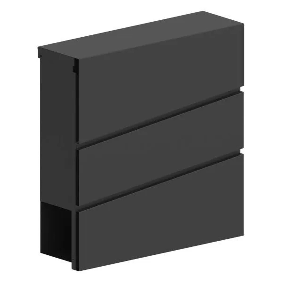 FeNau Briefkasten aus verzinktem Stahlblech in Schwarz RAL 9017, Wandmontage, B/H/T: 37,0 x 37,0 x 10,5 cm - Bild 2