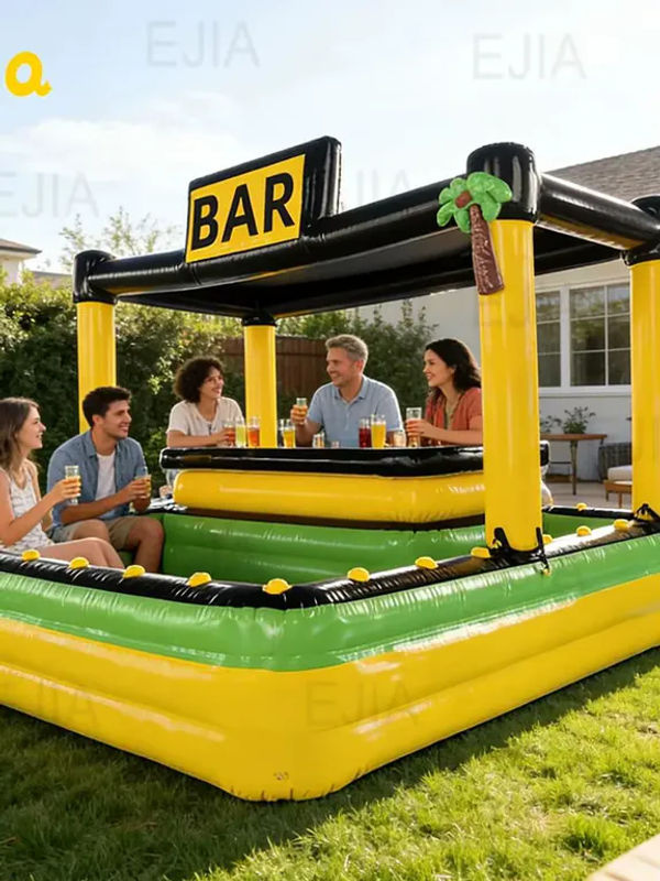 Ejia Aufblasbare Poolbar mit Überdachung aus PVC in Schwarz und Multicolour für Gartenpartys und Outdoor-Events - Bild 5