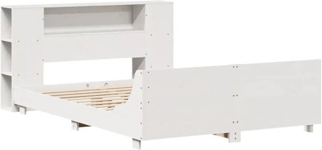 vidaXL Massivholzbett aus Kiefernholz in Weiß, rustikales Bett ohne Matratze, B/T/H: 156 x 140–160 x 200 cm - Bild 1