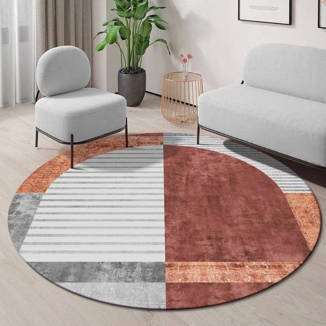 Runder Teppich von WTEMPO in Multicolour, modernes Design für Wohnzimmer, Schlafzimmer oder Home Office, rutschfest und schmutzabweisend, Durchmesser: 180 cm - Bild 1