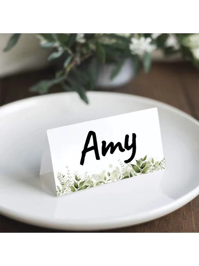 Weiße Tischkarten mit Pflanzenmuster aus Papier für Hochzeiten und Partys - Bild 4