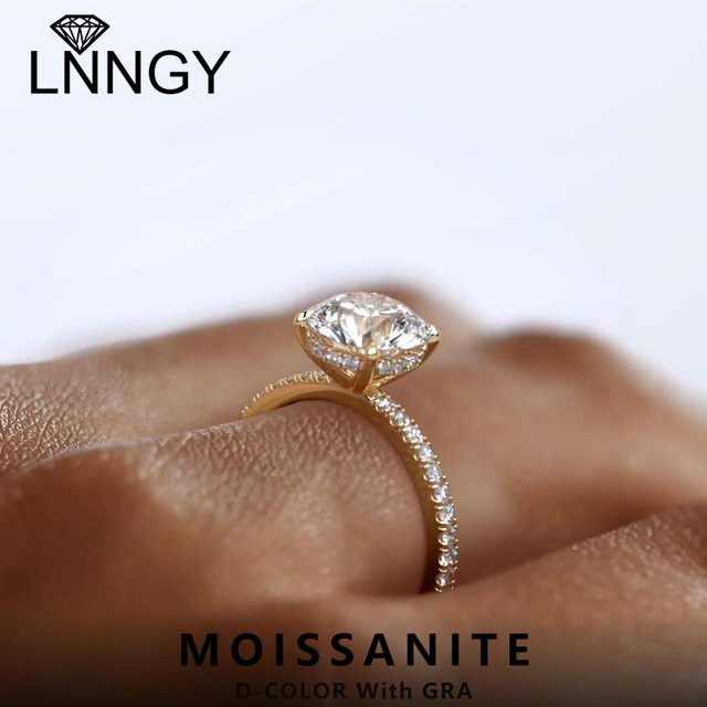 Lnngy Verlobungsring, 925 Silber, Moissanit, Damen - Bild 1