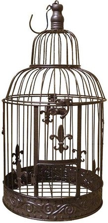 Deko Vogelkäfig Lilie Nostalgie Voliere im Landhausstil, Farbe: Antik-Braun, Höhe: 50 cm, Breite: 25 cm, Tiefe: 25 cm