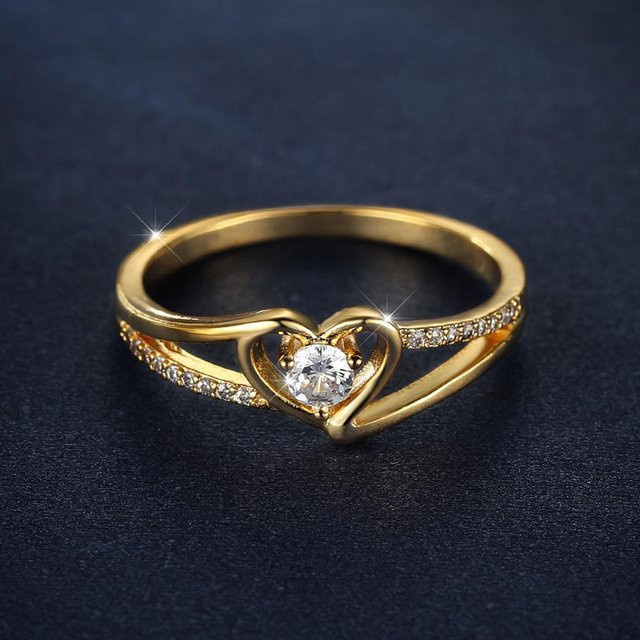 Bamos Herzring, Kupfer, Gold, Zirkonia, Damen - Bild 1
