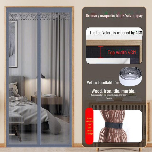 King Kong Mesh Magnetischer Anti-Mücken-Türvorhang von WoW Home in Schwarz, B: 100 cm, H: 220 cm - Bild 1