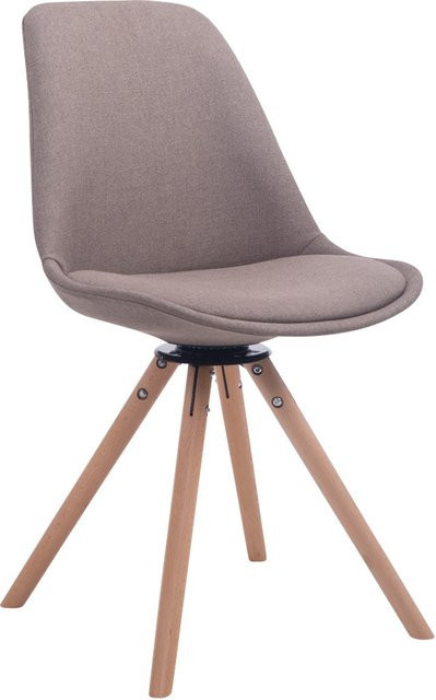 TPFLiving Besucherstuhl Troll drehbar mit Buchenholz Gestell in Taupe und Beige - Bild 1