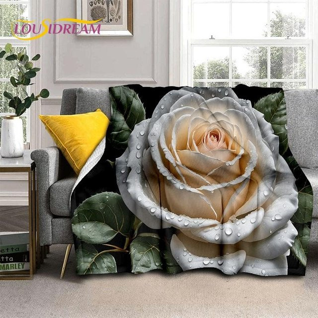 Warm Home Life Flanell Überwurfdecke mit 3D Rosenblumen-Design in Multicolour, B/B: 75 x 90 cm - Bild 1