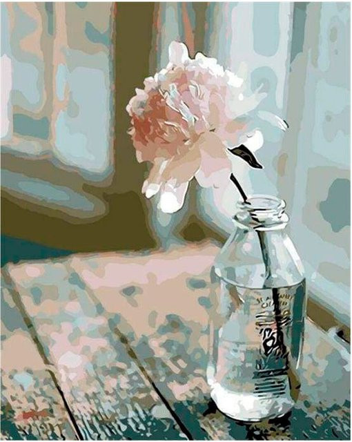 Figured'Art Malen nach Zahlen Weiße Blume Leinwand - Bild 1