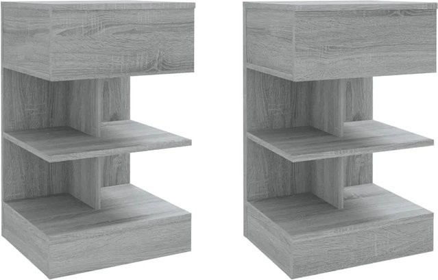 vidaXL Nachttische 2er-Set aus Holzwerkstoff in Grau Ash, B/T/H: 40 x 35 x 65 cm - Bild 1
