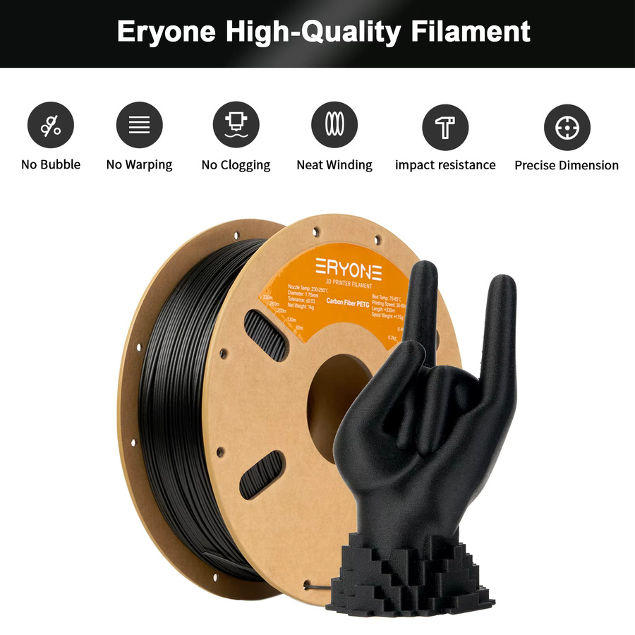ERYONE Carbonfaser PETG Filament 1,75mm für FDM 3D-Druck in Schwarz und Rot - Bild 3