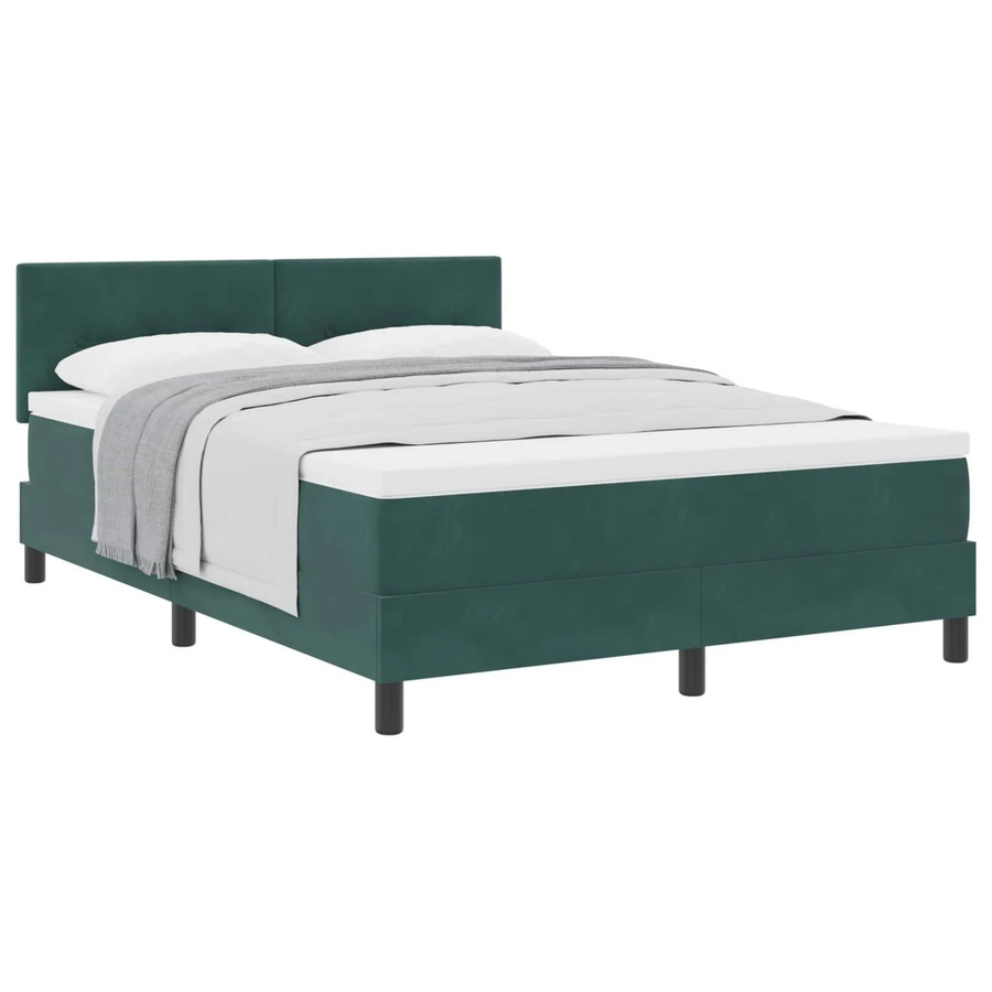 vidaXL Boxspringbett mit Matratze in Dunkelgrün aus Samt, B/T/H: 140 x 200 x 143 cm - Bild 2