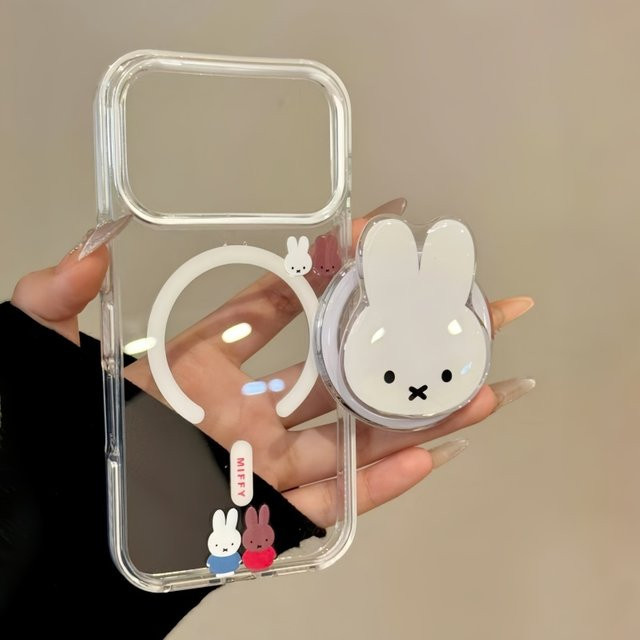 Miffy Magnetische Handyhülle für iPhone 17 Pro Max 16 Pro Max 15 14 13 mit Kaninchen-Magnetständerhalter - Bild 1