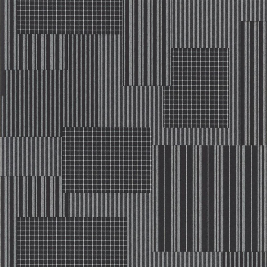Ralph Lauren Tapete Rivington Patchwork Vintage in Schwarz und Grau, Vlies, abstraktes Design, vorgeklebt - Bild 1