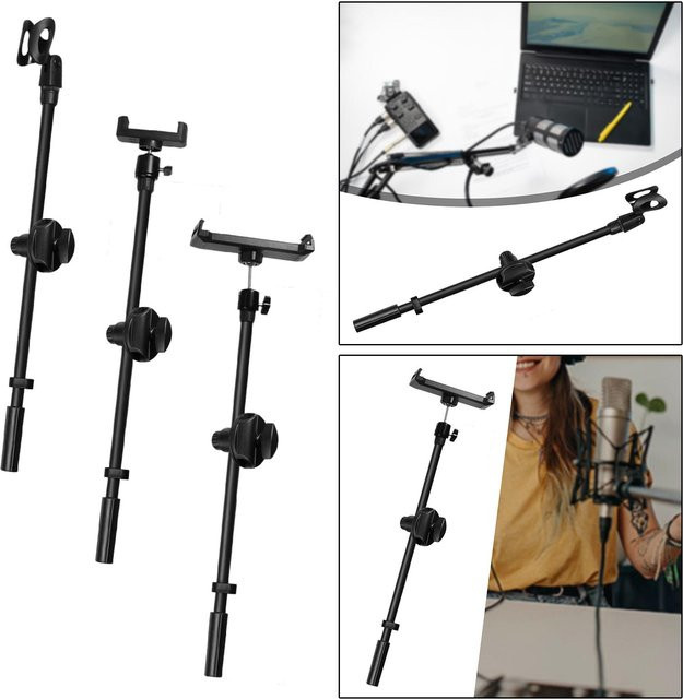 MagiDeal Mikrofon-Querstangenarm in Schwarz, 55 cm, multifunktionaler tragbarer Mikrofonclip für Konferenzen, Bühnenauftritte, Live-Stream, Fotografie und Vlog - Bild 1