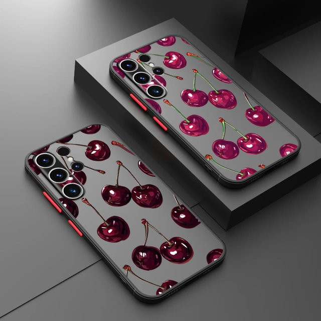 Samsung Handyhülle mit Frucht-Kirsch-Design für Galaxy S26 Note 20 Ultra 10+ S21 S24 Plus S23 FE S22 S25 Ultra S20 FE, Rückseitige Telefonabdeckung, Multicolour - Bild 1