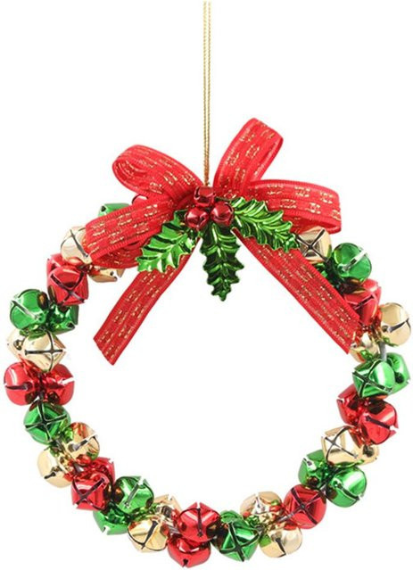 CosyHome Weihnachtsglöckchen Kranz Ornament in Rot als hängende Weihnachtsdekoration aus Metall - Bild 1