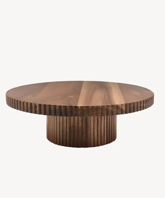 COFI 1453 Akazie Stripe Tortenplatte mit Fuß aus Akazienholz, braun, Durchmesser: 30 cm, Höhe: 10 cm - Bild 1