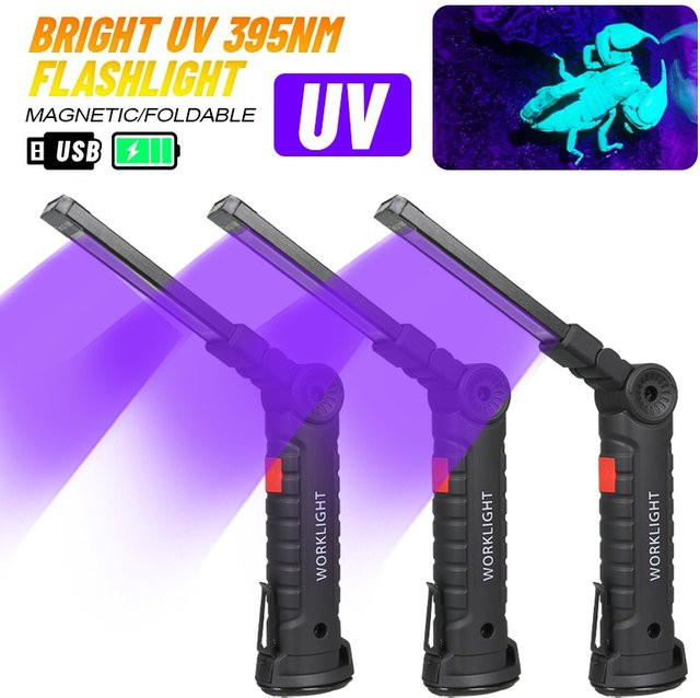 XIWANGFIRE UV-Taschenlampe 395 nm, wiederaufladbare Hochleistungs-LED-Laterne mit 400 mAh, Schwarz - Bild 1