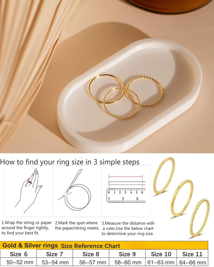 RUIYI Ring-Set, 14 Karat vergoldet, Gold, Damen - Bild 2