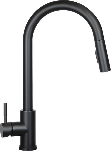 NETTLIFE Wasserhahn aus Edelstahl in Matt Schwarz mit ausziehbarem Brausekopf und Spritzfunktion für Küche und Bad, Höhe: 27 cm - Bild 1