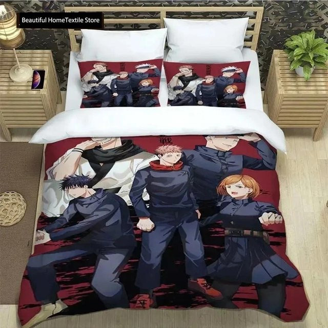 Jujutsu Kaisen Anime Bettwäsche-Set aus Mikrofaser mit Bettbezug und Kissenbezug, Mehrfarbig, B/H: 200 x 200 cm - Bild 1