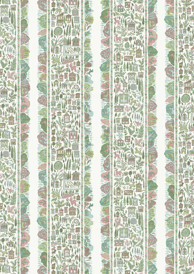 Lewis & Wood Tapete Ravi Ribbon in Pistachio Rose mit floralem Design und Vliesqualität - Bild 1