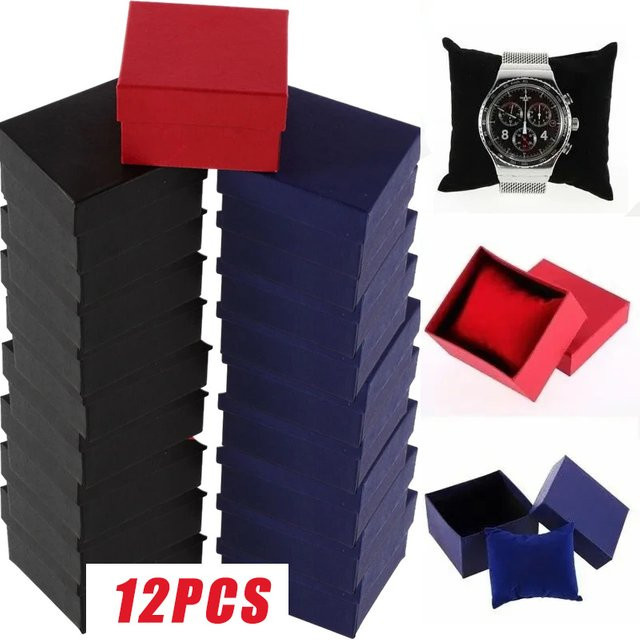 12 Stück schwarze Papierboxen als dekorative Verpackungs- und Präsentationsboxen für Uhren, Geschenke und Schmuck - Bild 1