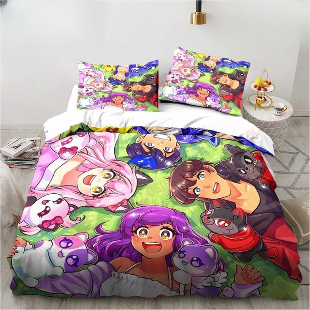 Allbestart Bettwäsche-Set Aphmau mit Flügeln für Kinder, 3-teilig aus Mikrofaser, Mehrfarbig, B/H: 140 x 200 cm - Bild 1