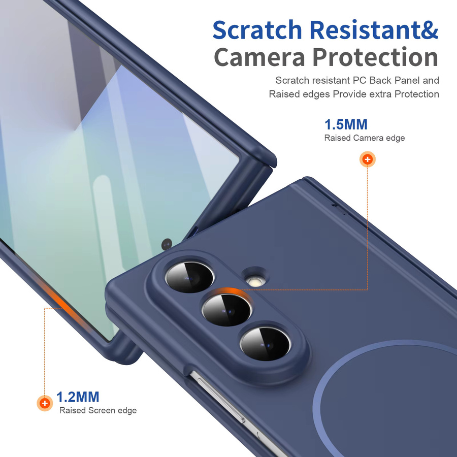 Stoßfeste magnetische Schutzhülle mit Scharnier und MagSafe Kompatibilität für Samsung Galaxy Z Fold 7, 6, 5, 4, 3 5G in Schwarz oder Blau mit mattierter Abdeckung - Bild 6