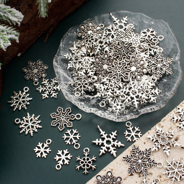 iYOE Schneeflocke Anhänger, Messing, Silber, Unisex - Bild 1