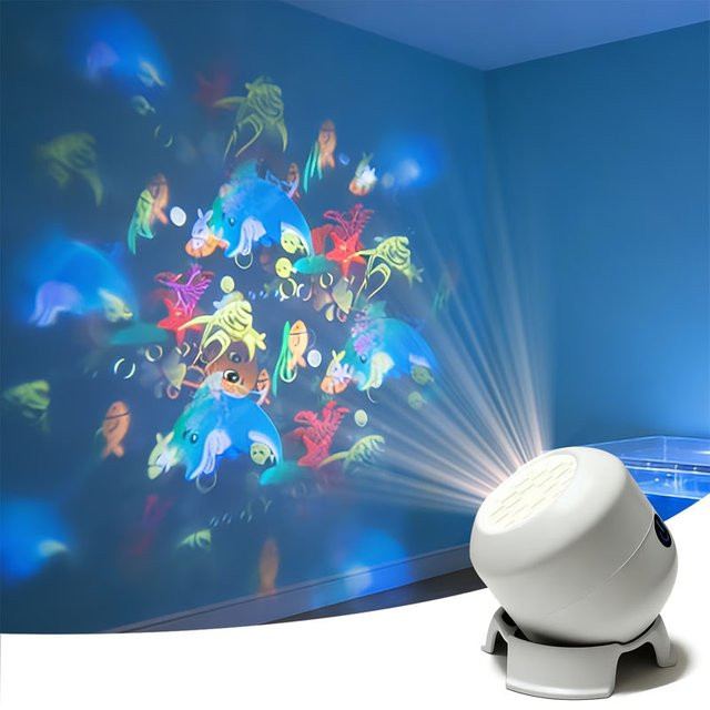 VENUSWING LED Dynamischer Projektor USB-Aufladbar als Projektions-Nachtlicht in Weiß für Zuhause und Weihnachtsfeiern - Bild 1