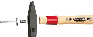 Gedore Schlosserhammer mit Eschenholzstiel, 500 g, Schwarz-Rot-Braun - Bild 2